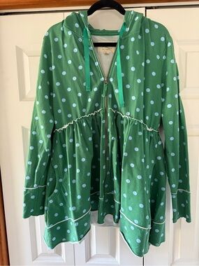 evy's tree Green Polka Dot Zip Hoodie